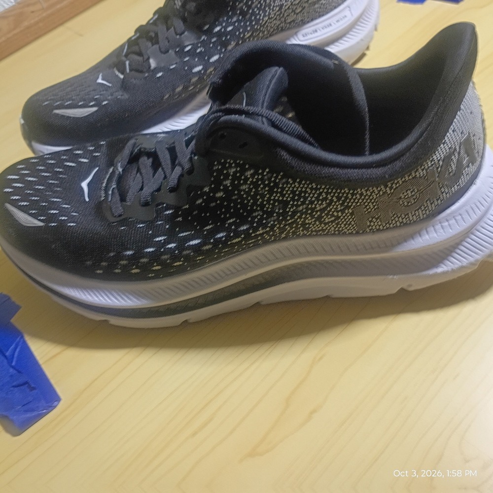 Hoka Kawana Running Shoes, Women 9B Black White Athletic Sneakers